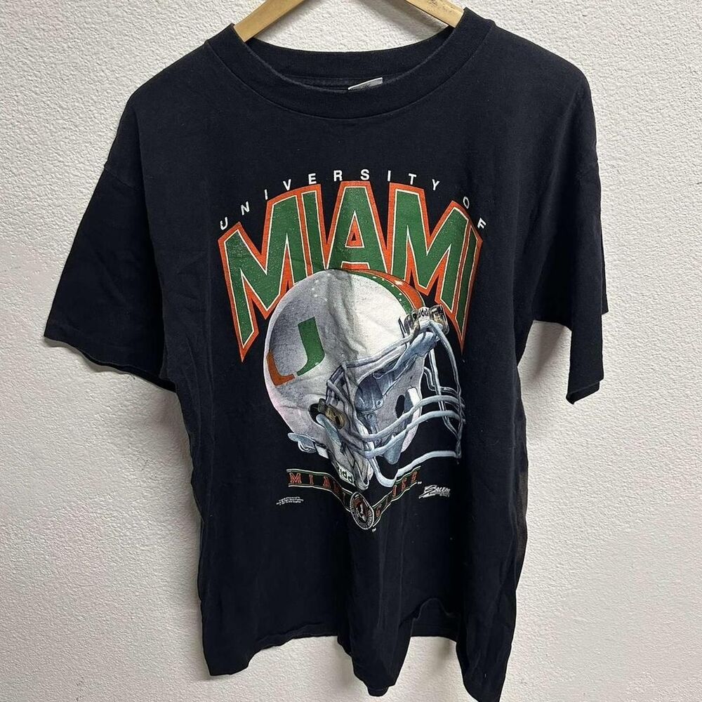 90’s University of Miami Hurricanes Football Helmet single stitch T-shirt
